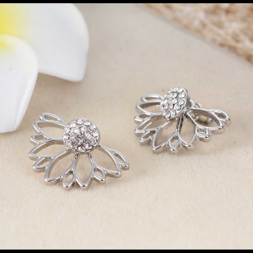 🆕Silver Lotus Earrings - Picture 7 of 7